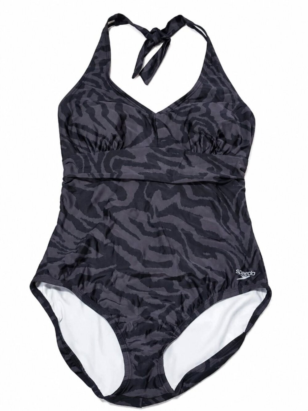 SPEEDO Endurance Printed Halter One Piece Swimsuit Bathing Suit Zebra Women's 12